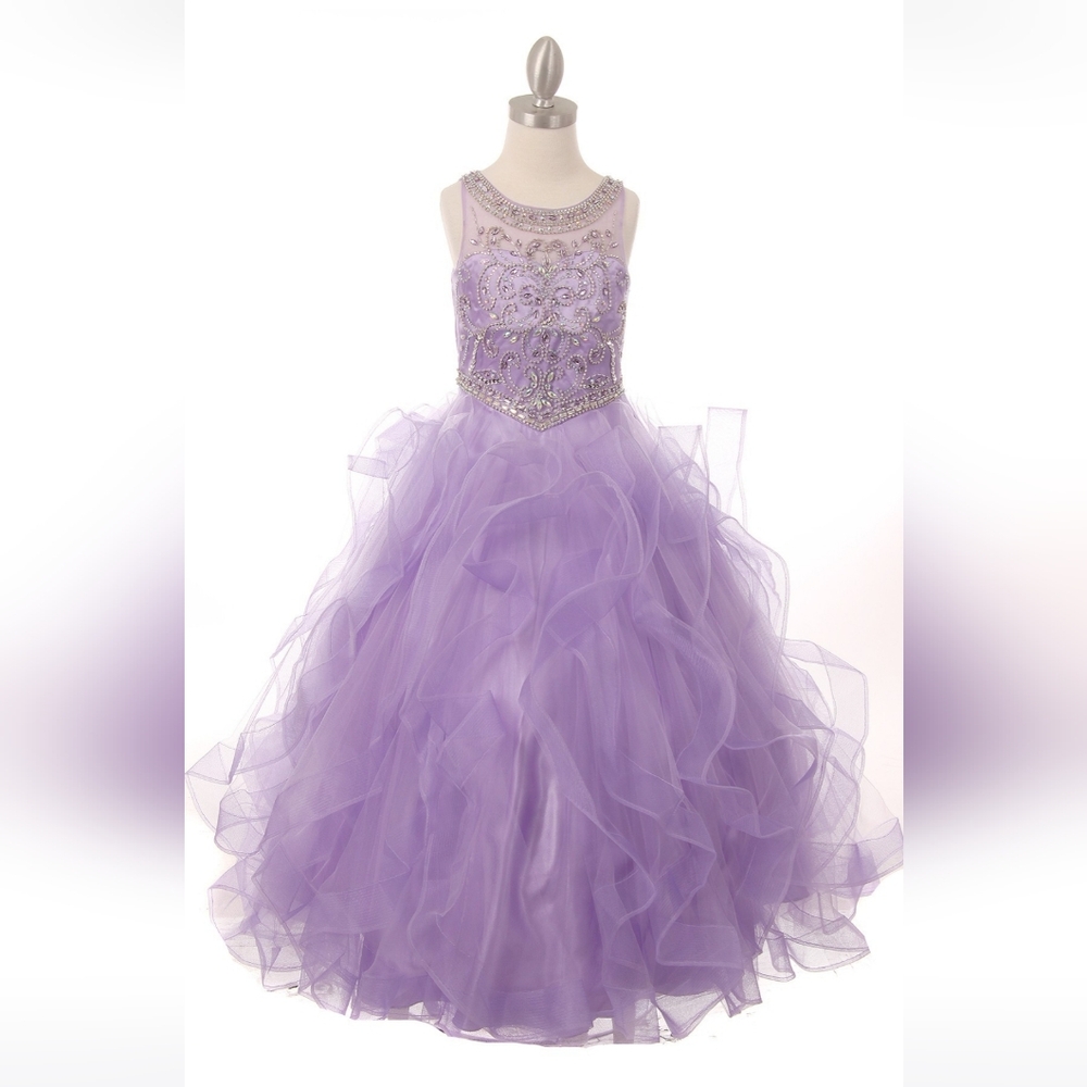 Bejeweled scoop neck long dress